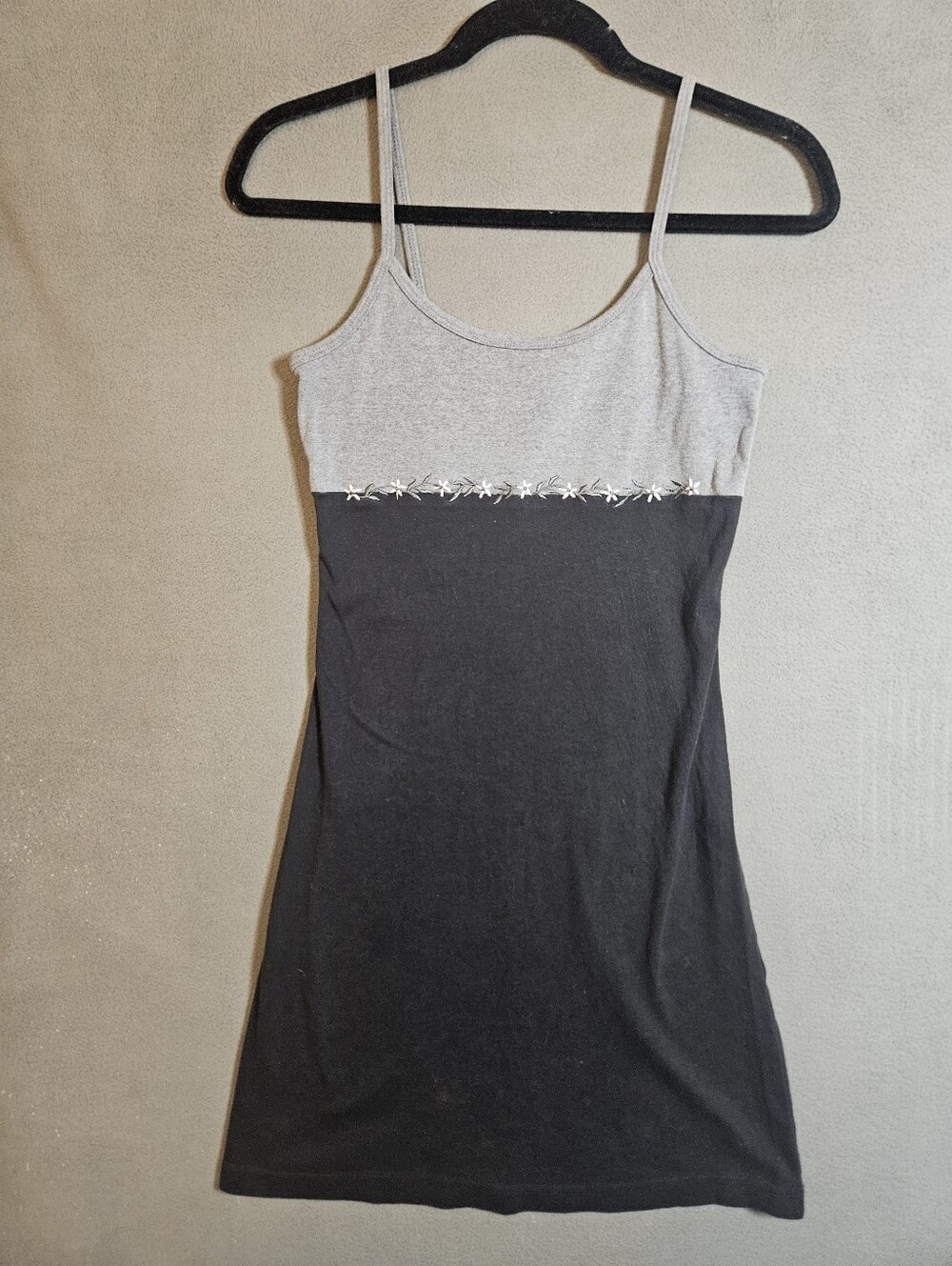 Vintage 90s Xhilaration Mini Dress Cotton Slip Black Gray Color Black Rachel S